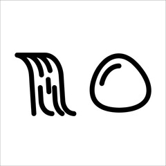 Minimalist waterfall and boulder stone icon with landscape design, outdoor eleme © lll