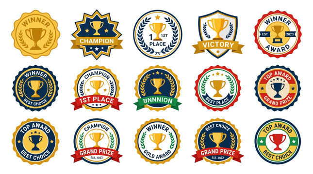 FIFA Worldcup 2026 Award Badges, Trophy Logos, Medal Icons, Championship Labels, Gold Seal Emblems isolated on White Background eps