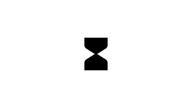 Hourglass Icon Animation Showing Sand Flowing Progression for Loading Status and Time Measurement Seamless Loop 4k Resolution