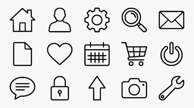 Sleek modern web user interface icons set for websites and applications with clean design elements and intuitive symbols