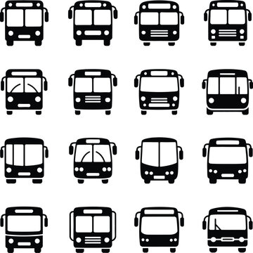Black and white bus front view transportation vehicle public transport