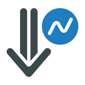 Financial downward arrow trend vector icon, business analytics concept for web interface