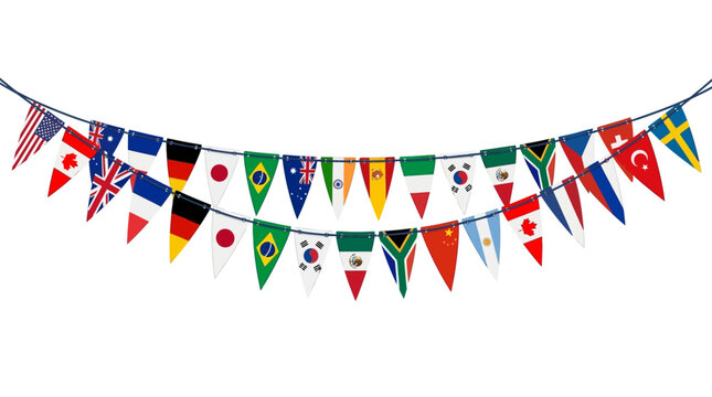 FIFA Worldcup 2026 International flags, world flags, pennant banner, colorful flags, national symbols isolated on White Background eps