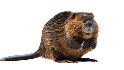 Naklejka premium North American beaver with prominent incisors and flat tail