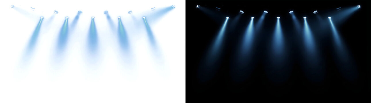Spotlight lighting effect with blue stage beams for event production and dramatic visual design resource