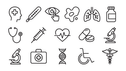 Fototapeta premium Healthcare and Medical Equipment Line Icons