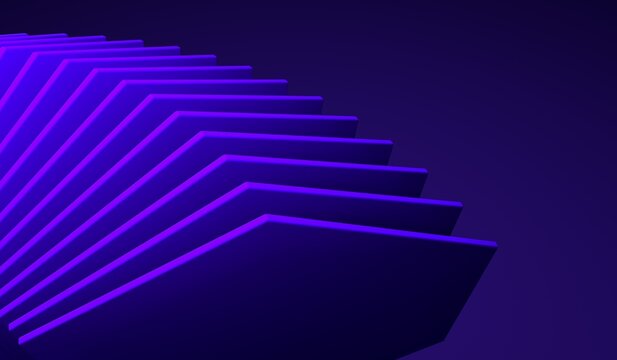 Abstract purple geometric layers on dark background