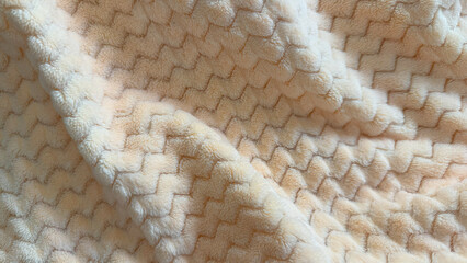 Soft Cream Plush Fleece Fabric Texture Background with Cozy Geometric Pattern. High quality photo © Lissa