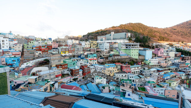 Colorful hillside homes in Gamcheon Culture Village, Busan