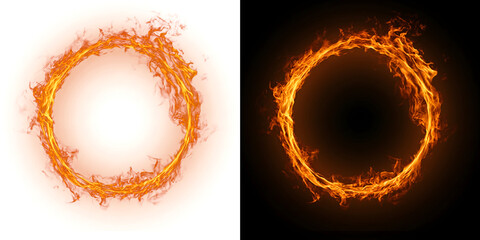 Fire blazing circular flame ring effect for fantasy visuals in PNG, Transparent and Black Background Versions © Tanay