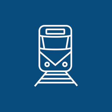 Tram front view line icon vector illustration
