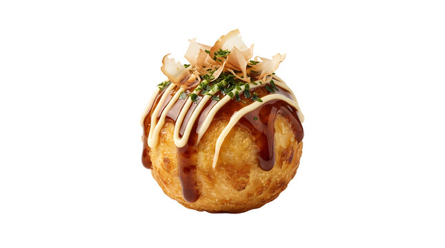 2. SEO Title (Under 100 Characters)
Single Japanese Takoyaki ball with mayonnaise sauce and bonito flakes isolated on a white background