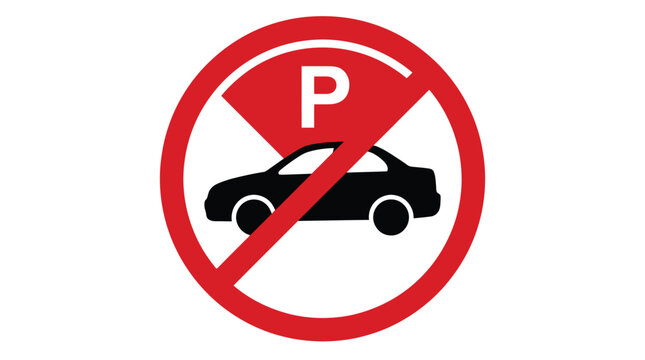 No parking traffic sign showing crossed letter P inside red circle