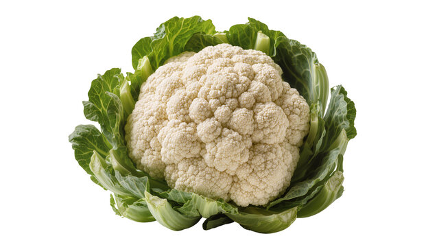 Fresh cauliflower with green leaves