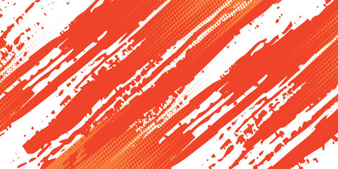 Obraz premium Abstract Sports Background with Orange and Red Gradient Brushstrokes and Halftone Effect