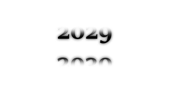 White Flip Calendar Cubes Displaying the Year 2000 on Business 2032 Success Concept with Web Icon and Technology  White Background 4k video animation.