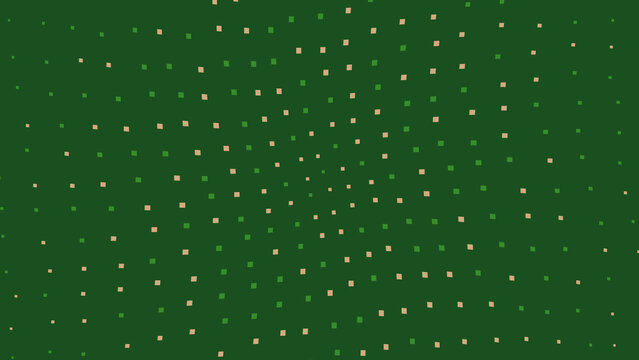 A dark green background with small green and beige squares scattered randomly everywhere