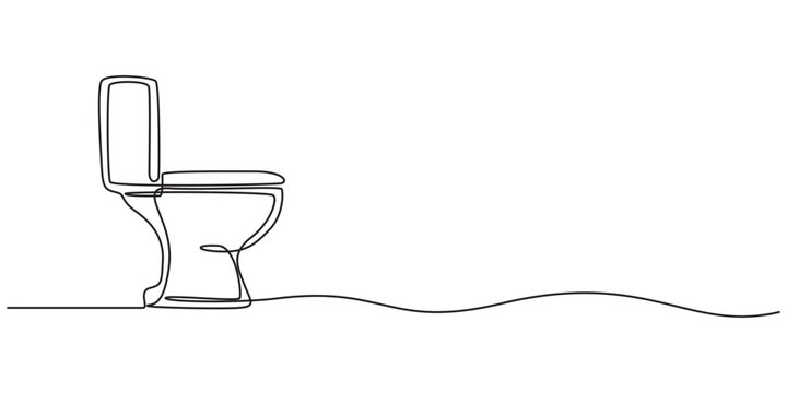 Toilet icon high commode continuous single line drawing concept of hygienic minimalist. one line Icon drawing with white background