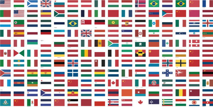 Massive global world flags grid collection with small rectangular national country icons for international educational design vector illustrationMassive global world flags grid collection with small r