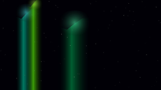 Abstract colorful glowing lights in a dark blue space with bright stars and energy rays background