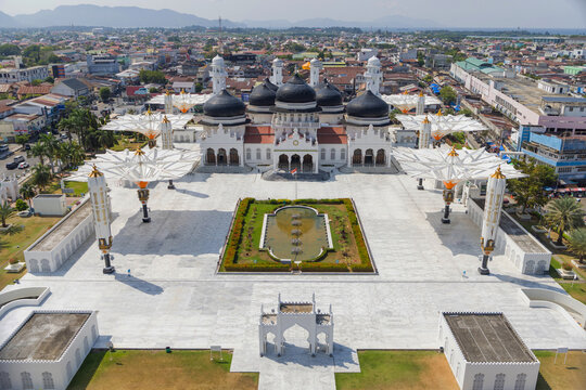 Iconic architecture of Masjid Raya Baiturrahman in Banda Aceh