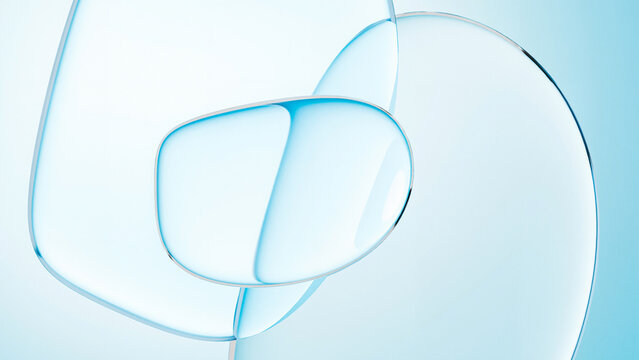 Abstract glass technology background in blue tones with shapes