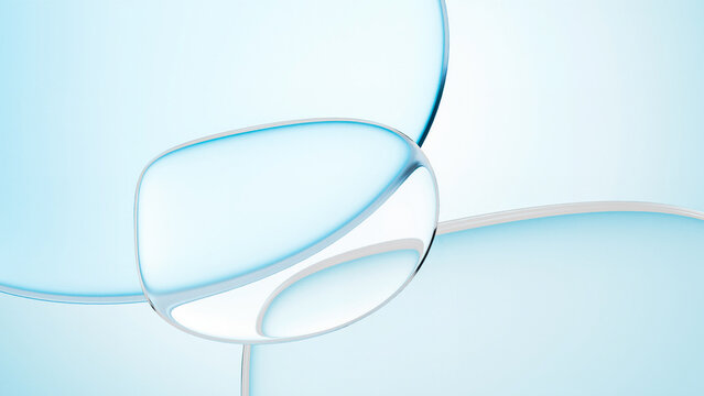 Abstract glass technology background in blue tones with shapes