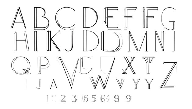 A detailed illustration of the alphabet and numbers with stylized letters