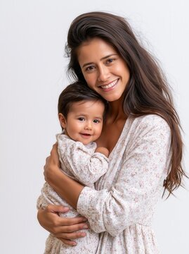 Happy woman holding her baby.