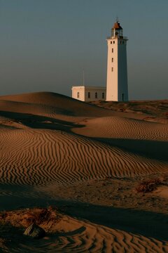 Lighthouse in the middle of desert.