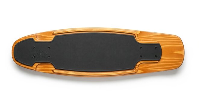 Wooden Longboard Skateboard Deck with Black Grip Tape - Top View