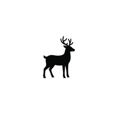 Fototapeta premium Reindeer silhouette, isolated on white background