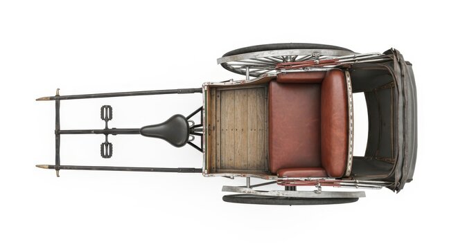 Top View of Vintage Rickshaw Isolated on White Background