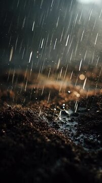 Dramatic rain falling on a textured surface creates a moody, evocative abstract image, ideal for conveying resilience and emotional depth.