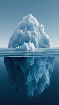 Iceberg floating in the ocean.	