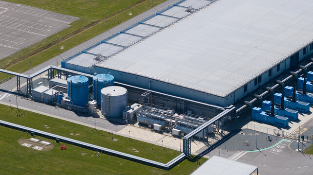 Aerial view of Middenmeer datacenter for cloud storage AI