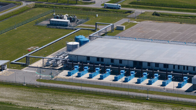 Aerial view of datacenter in Middenmeer for cloud data
