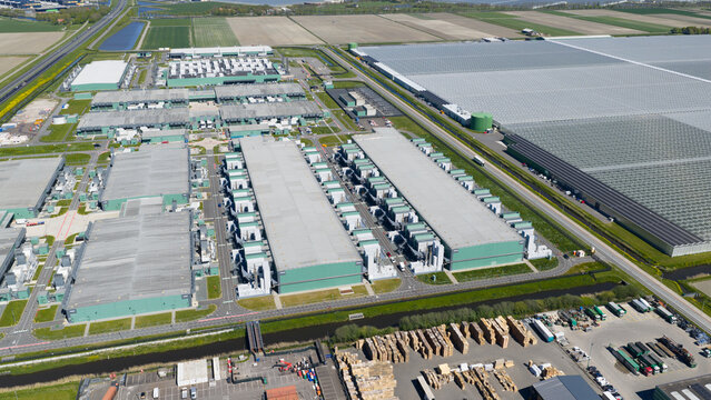 Aerial view of hyperscale datacenter for AI and big data