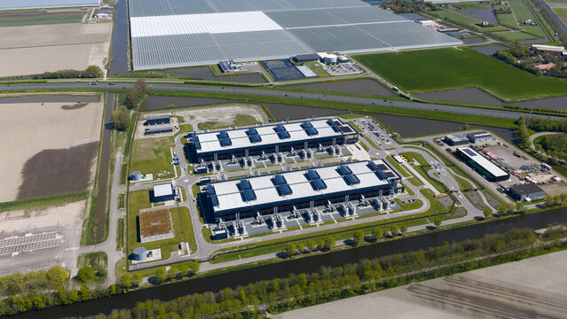 Aerial view of dutch hyperscale datacenter campus
