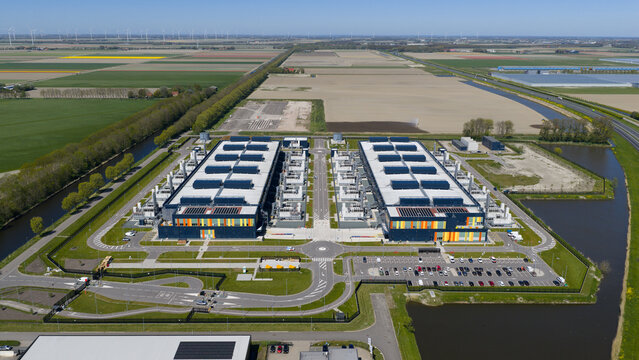 Aerial view of dutch hyperscale datacenter campus