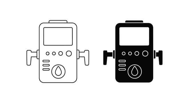 Two multimeter icons with water drop symbol