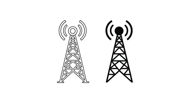 Two wireless communication cell towers illustration