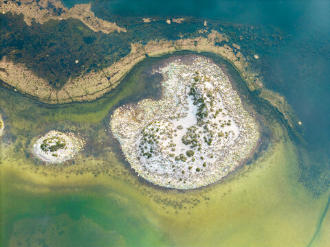 Aerial patterns of Cotacotani Lagoon in Lauca National Park
