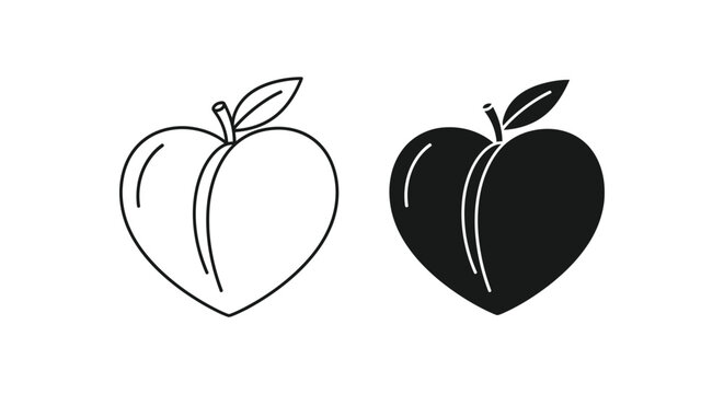 Simple heart-shaped apple icons with leaf stems