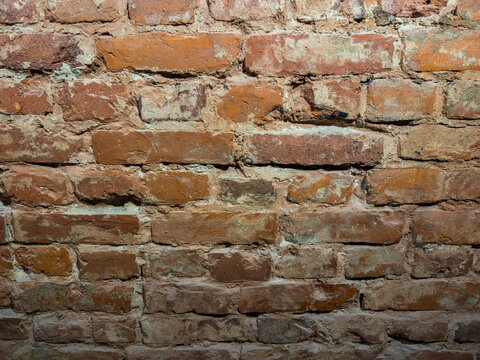 Rustic brick wall texture background with mortar detail
