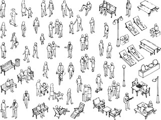 Obraz premium Clean Top View People Vector Pack for Architectural Design