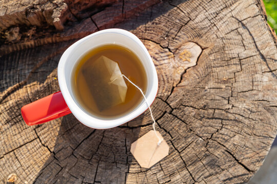 Relaxing tea moment in the countryside