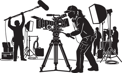Film crew working with professional camera on set © Shahria Emon