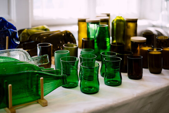 Fused glassware crafted from recycled materials