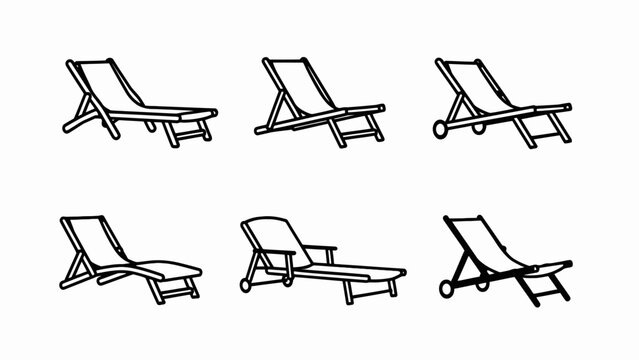 Set of 6 Hand Drawn Sun Lounger Icons